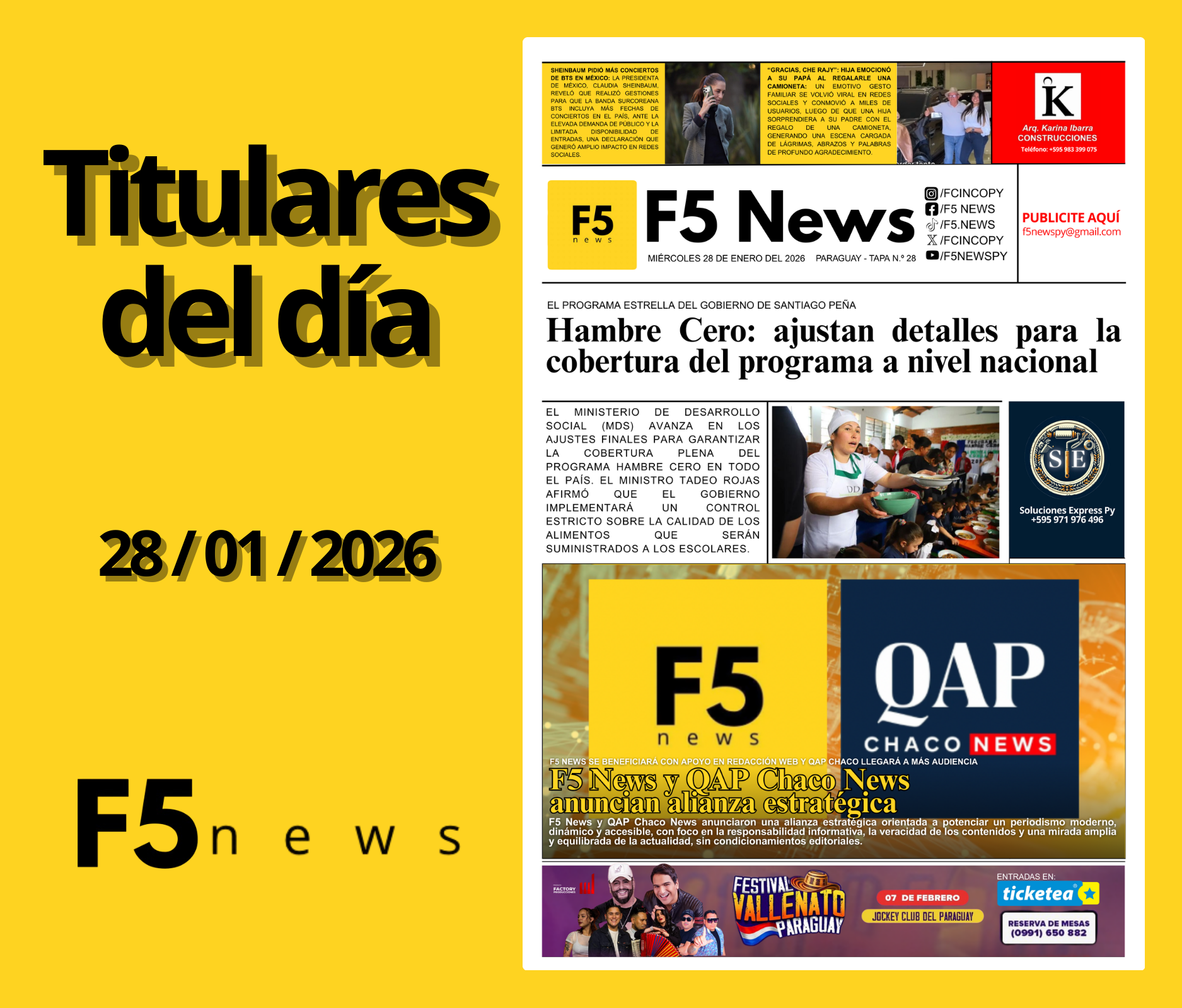 Principales títulos del 28 de enero del 2026.